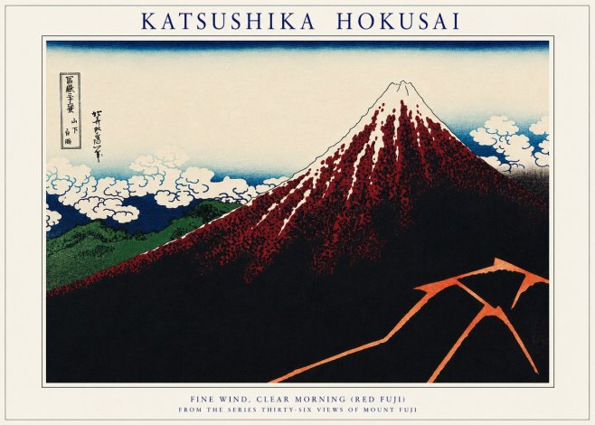 Katsushika Hokusai Fine Wind, Clear Morning (Red Fuji) II No3 - Plakát