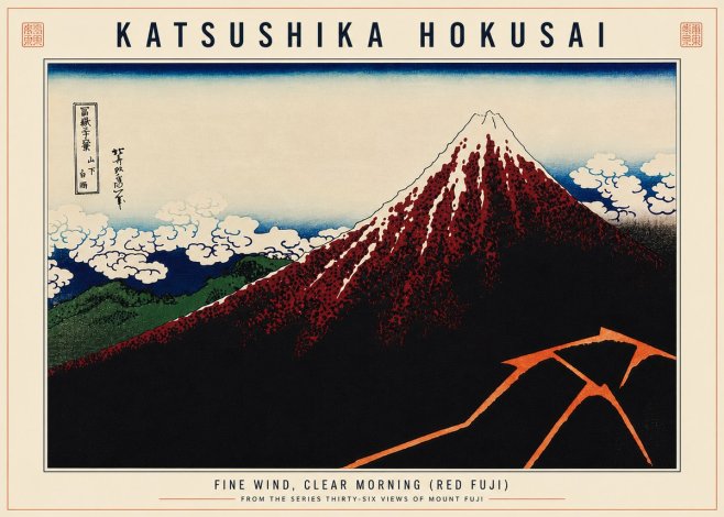 Katsushika Hokusai Fine Wind, Clear Morning (Red Fuji) II No6 - Plakát