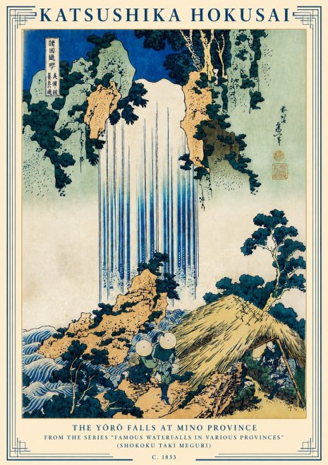 Katsushika Hokusai The Yōrō Falls at Mino Province No3 - Plakát