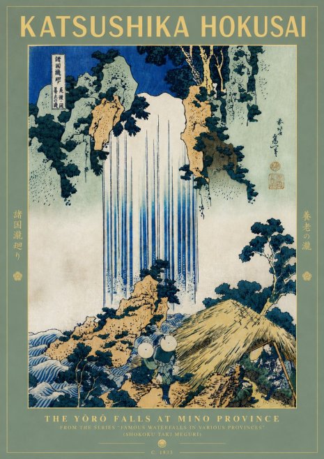 Katsushika Hokusai The Yōrō Falls at Mino Province No6 - Plakát