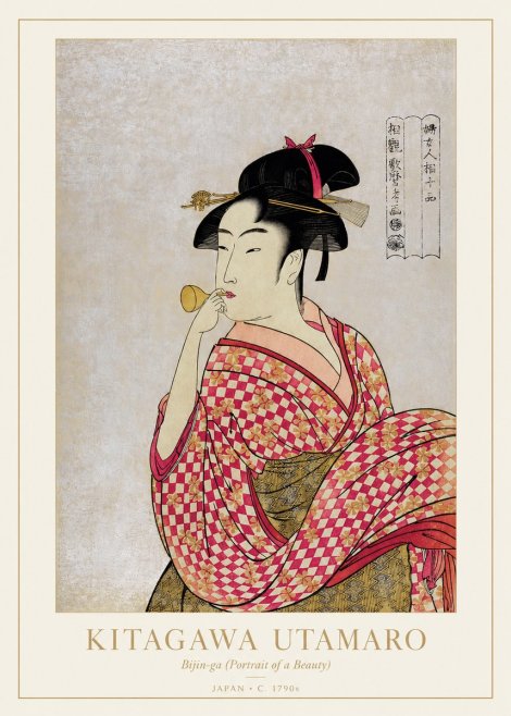 Kitagawa Utamaro Bijin-ga (Portrait of a Beauty) No1 - Plakát