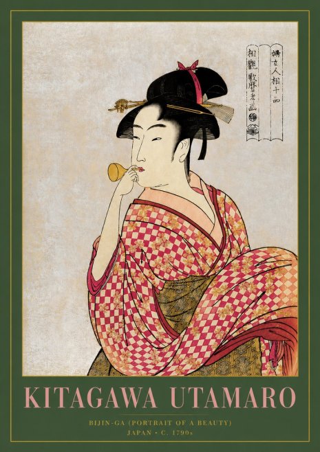Kitagawa Utamaro Bijin-ga (Portrait of a Beauty) No3 - Plakát