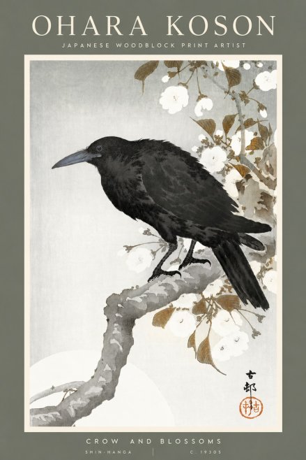 Ohara Koson Crow and Blossoms I No2 - Plakát