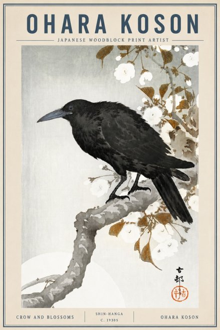 Ohara Koson Crow and Blossoms I No3 - Plakát