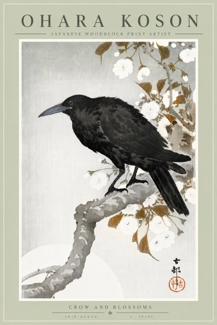 Ohara Koson Crow and Blossoms I No6 - Plakát