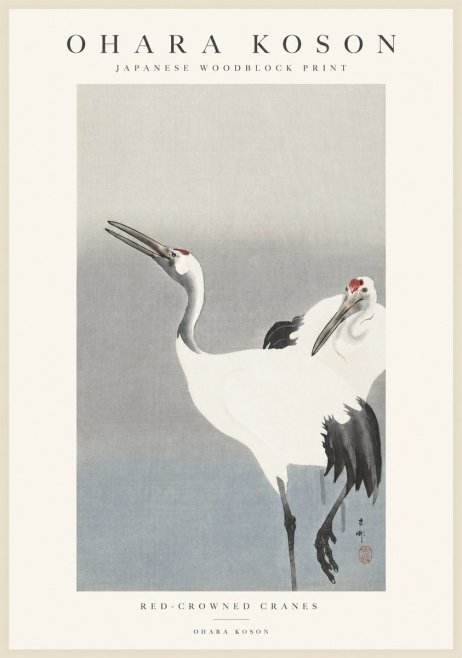 Ohara Koson Red-crowned Cranes No1 - Plakát