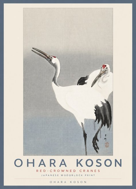 Ohara Koson Red-crowned Cranes No2 - Plakát