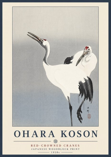 Ohara Koson Red-crowned Cranes No3 - Plakát