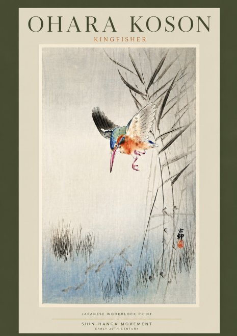Ohara Koson Kingfisher No5 - Plakát