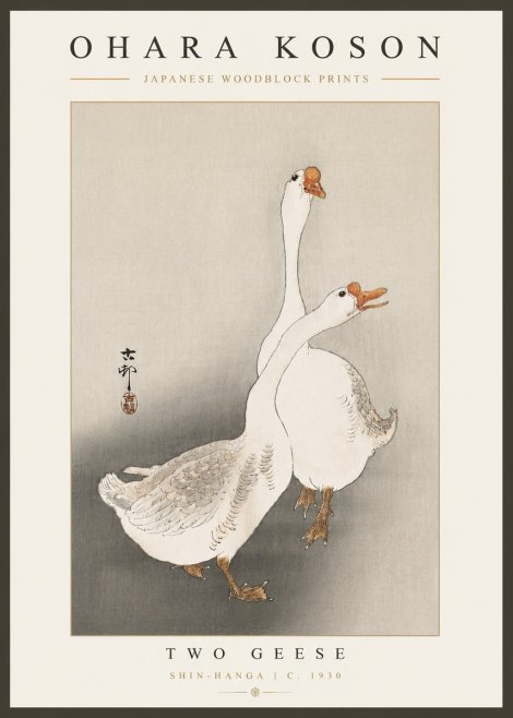 Ohara Koson Two Geese No4 - Plakát