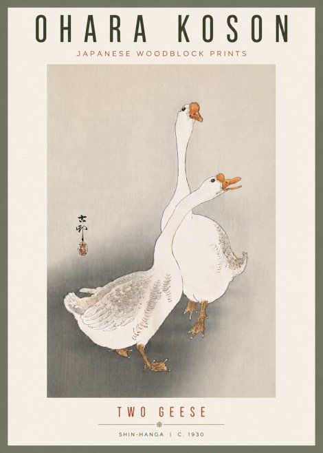 Ohara Koson Two Geese No6 - Plakát