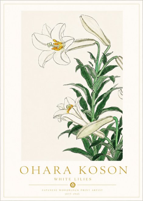 Ohara Koson White Lilies No3 - Plakát
