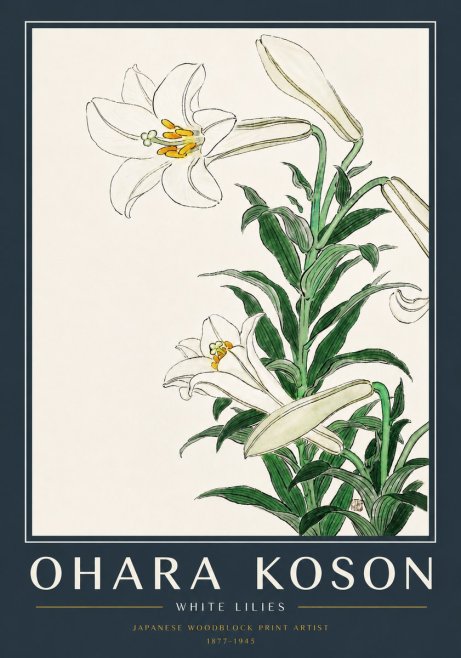 Ohara Koson White Lilies No5 - Plakát