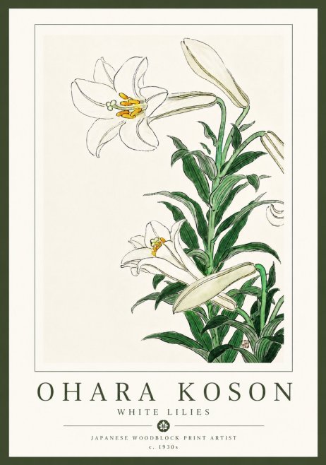 Ohara Koson White Lilies No6 - Plakát