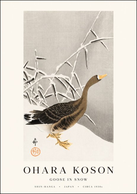 Ohara Koson Goose in Snow No1 - Plakát