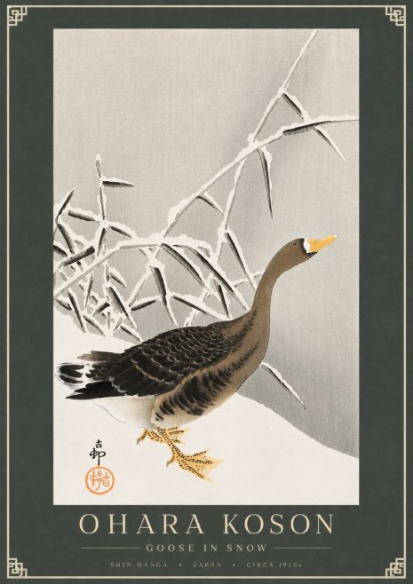 Ohara Koson Goose in Snow No4 - Plakát
