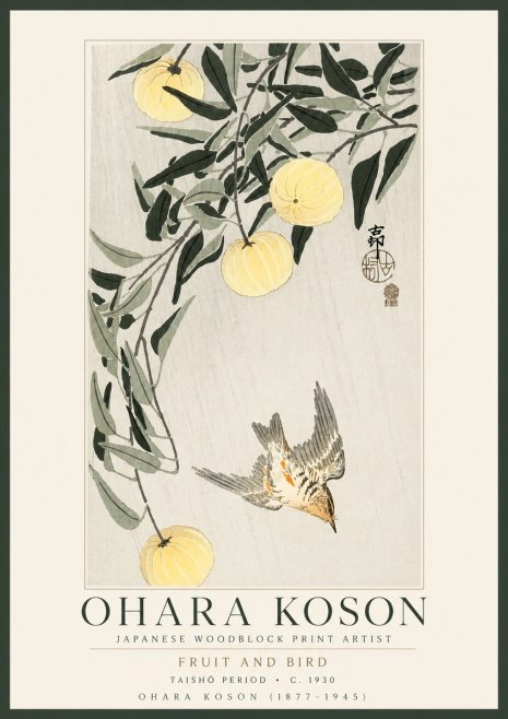 Ohara Koson Fruit and Bird No3 - Plakát