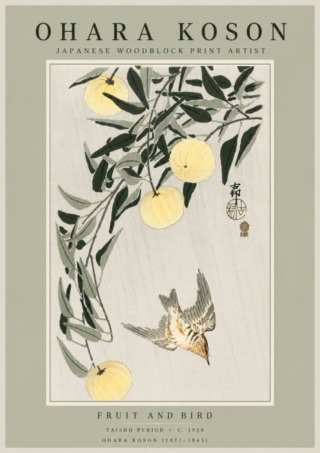 Ohara Koson Fruit and Bird No6 - Plakát