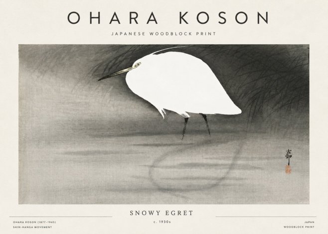 Ohara Koson Snowy Egret No3 - Plakát