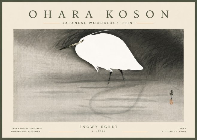Ohara Koson Snowy Egret No5 - Plakát