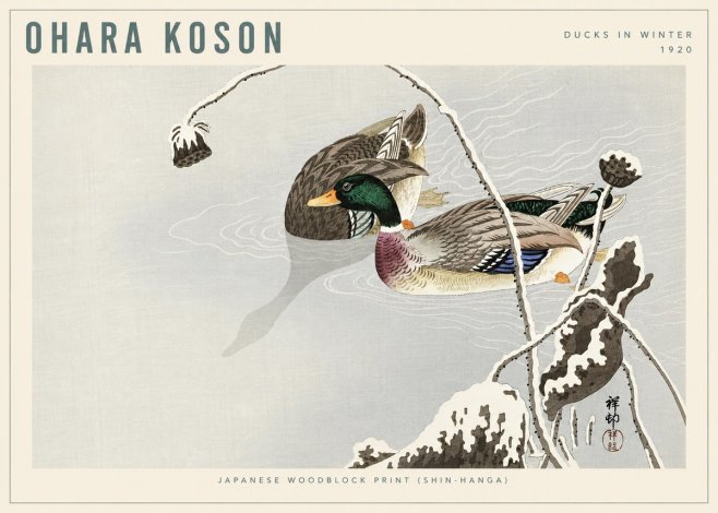 Ohara Koson Ducks in Winter No6 - Plakát
