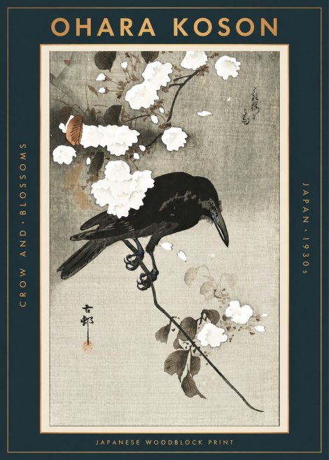 Ohara Koson Crow and Blossoms II No2 - Plakát