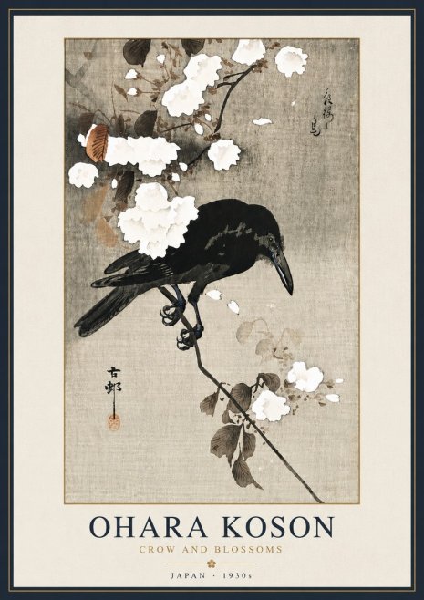 Ohara Koson Crow and Blossoms II No6 - Plakát