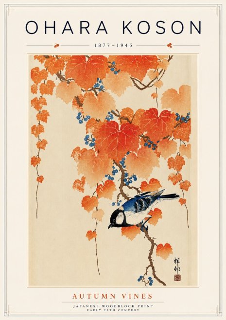 Ohara Koson Autumn Vines No5 - Plakát