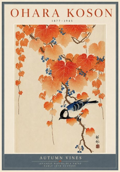 Ohara Koson Autumn Vines No6 - Plakát