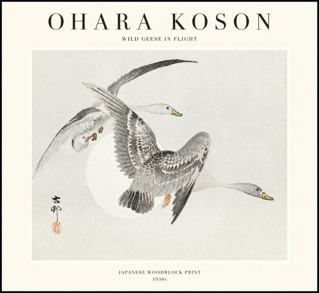 Ohara Koson Wild Geese in Flight I No1 - Plakát