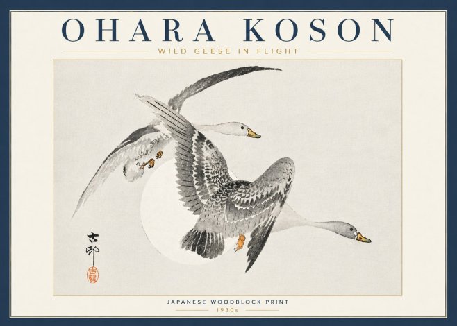 Ohara Koson Wild Geese in Flight I No6 - Plakát
