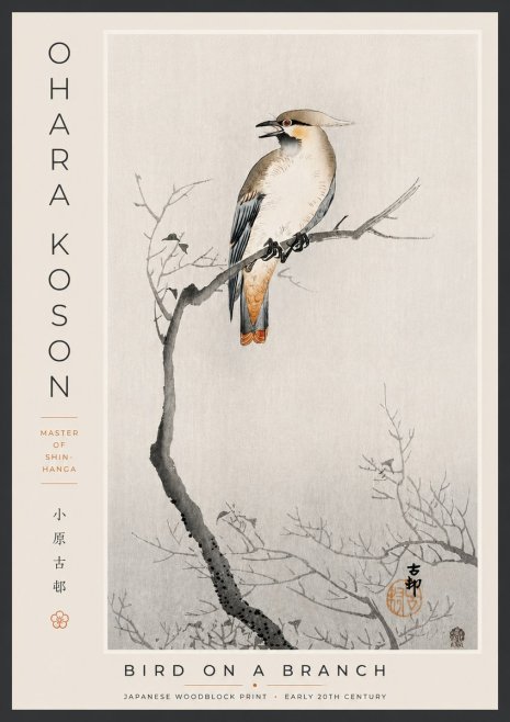 Ohara Koson Bird on a Branch I No5 - Plakát