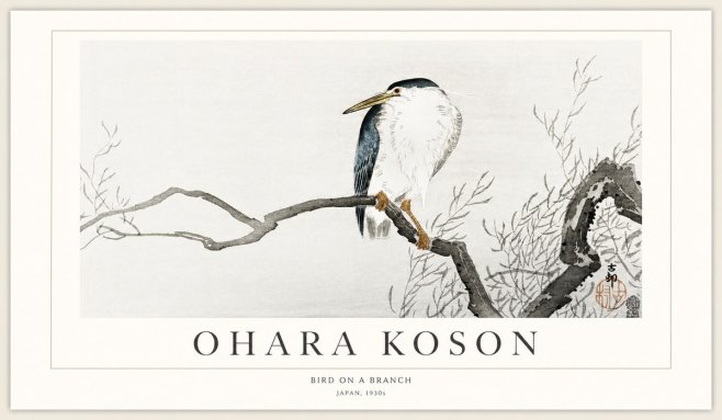 Ohara Koson Bird on a Branch II No1 - Plakát