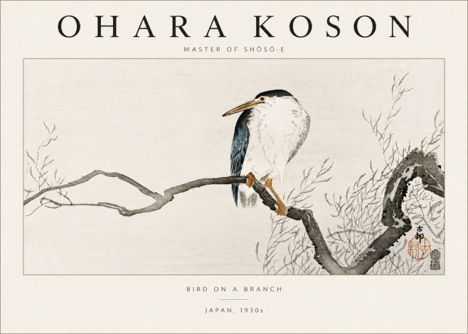 Ohara Koson Bird on a Branch II No3 - Plakát