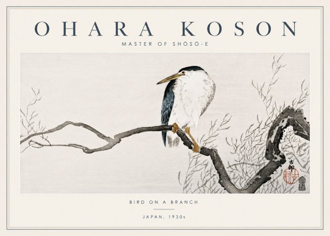 Ohara Koson Bird on a Branch II No4 - Plakát