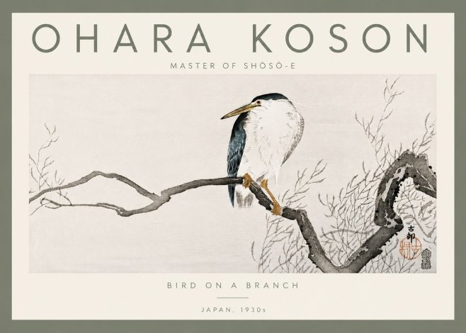 Ohara Koson Bird on a Branch II No5 - Plakát