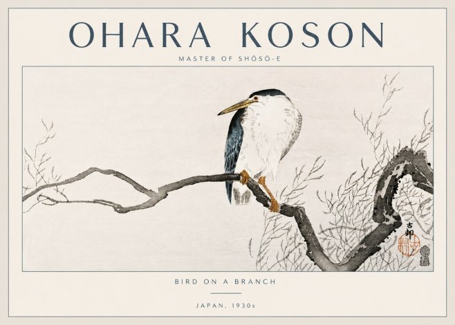 Ohara Koson Bird on a Branch II No6 - Plakát