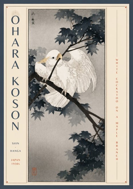 Ohara Koson White Cockatoo on a Maple Branch No3 - Plakát