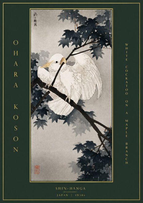 Ohara Koson White Cockatoo on a Maple Branch No5 - Plakát
