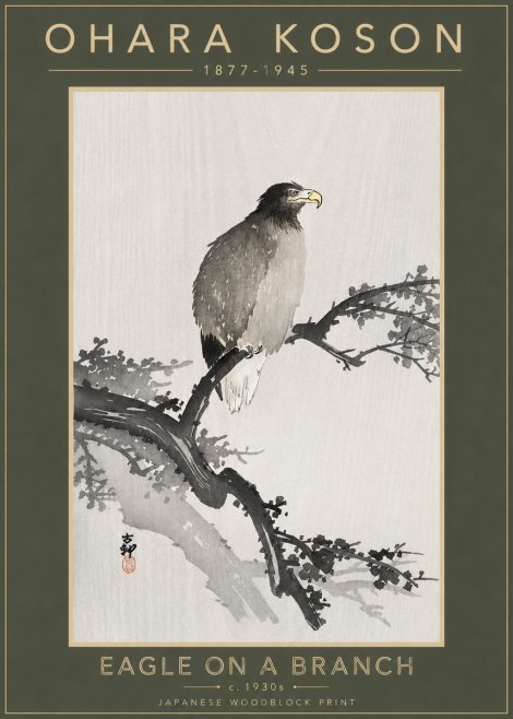 Ohara Koson Eagle on a Branch I No4 - Plakát