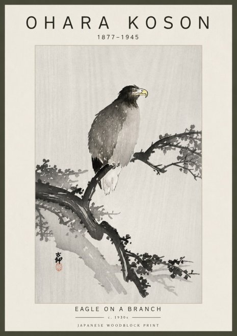Ohara Koson Eagle on a Branch I No6 - Plakát
