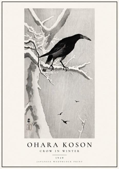 Ohara Koson Crow in Winter I No1 - Plakát