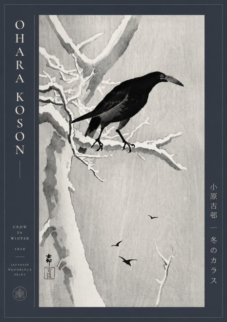 Ohara Koson Crow in Winter I No2 - Plakát