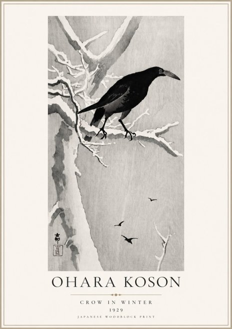 Ohara Koson Crow in Winter I No3 - Plakát