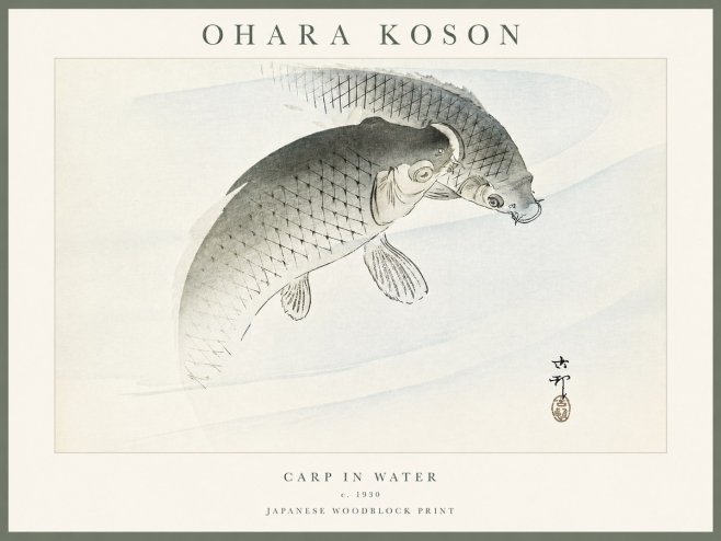 Ohara Koson Carp in Water No4 - Plakát