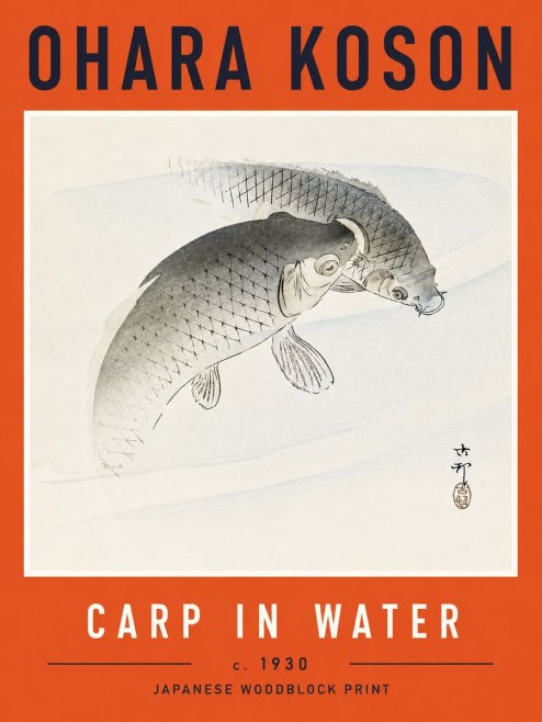 Ohara Koson Carp in Water No6 - Plakát