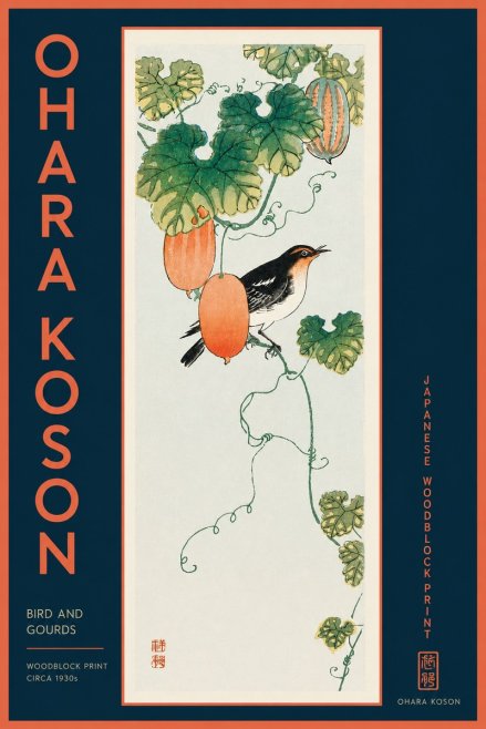 Ohara Koson Bird and Gourds No5 - Plakát