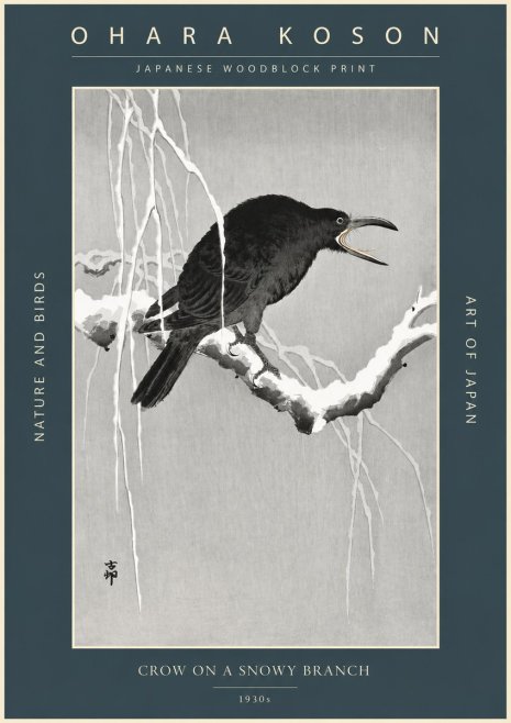 Ohara Koson Crow on a Snowy Branch II No2 - Plakát