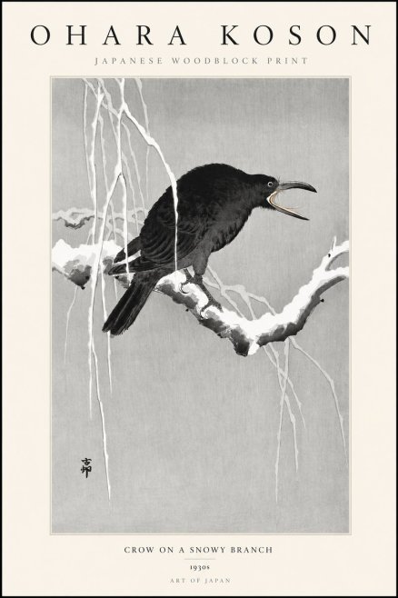 Ohara Koson Crow on a Snowy Branch II No3 - Plakát