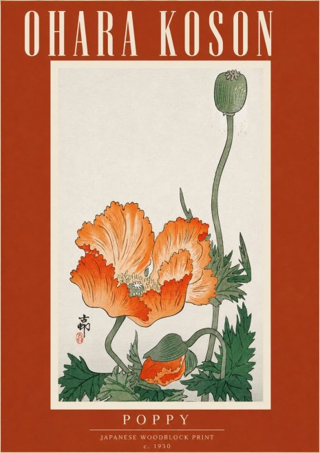 Ohara Koson Poppy No4 - Plakát